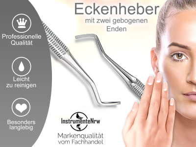 Profi Nagelreiniger Eckenheber Fupflege Doppelinstrument aus rostfreiem Edelstahl zum Behandeln von Nagelecken als Ideales Fupflegewerkzeug