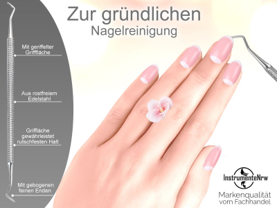 Profi Nagelreiniger Eckenheber Fupflege Doppelinstrument aus rostfreiem Edelstahl zum Behandeln von Nagelecken als Ideales Fupflegewerkzeug