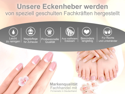 Profi Nagelreiniger Eckenheber Fupflege Doppelinstrument aus rostfreiem Edelstahl zum Behandeln von Nagelecken als Ideales Fupflegewerkzeug