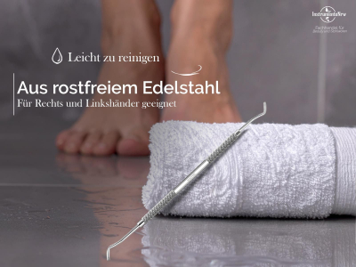 Profi Nagelreiniger Eckenheber Fu�pflege Doppelinstrument aus rostfreiem Edelstahl f�r Nagelecken als Ideales Fu�pflegewerkzeug