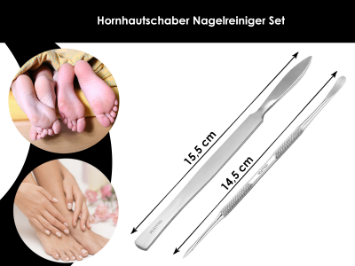 Hornhautentferner Set aus Edelstahl Hornhautschaber Nagelreinger zur Hornhautentfernung