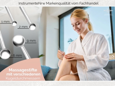 Punktsucher Akupunktur-Stab Akupressurstift Set Massage Stifte Set 6/9 mm und 1/2 mm Reflexzonen Massagestift aus Edelstahl