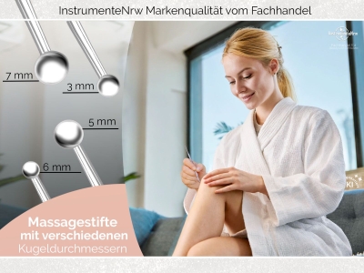 2-Teiliges Akupressurstift Set 2/5 + 3/7 mm Akupunkturstab Punktsucher Massage Stift - Edelstahl Rostfrei