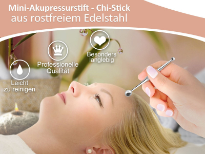 Akupressurstift Massagestick Akupunktur-Stab Stbchen 5/8 mm Shiatsu Massage-Gert in Mini Ausfhrung 8 cm - Edelstahl Rostfrei