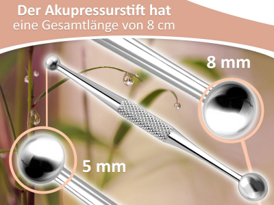 Akupressurstift Massagestick Akupunktur-Stab Stbchen 5/8 mm Shiatsu Massage-Gert in Mini Ausfhrung 8 cm - Edelstahl Rostfrei