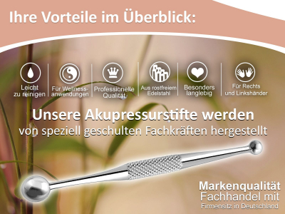 Akupressurstift Massagestick Akupunktur-Stab Stbchen 5/8 mm Shiatsu Massage-Gert in Mini Ausfhrung 8 cm - Edelstahl Rostfrei