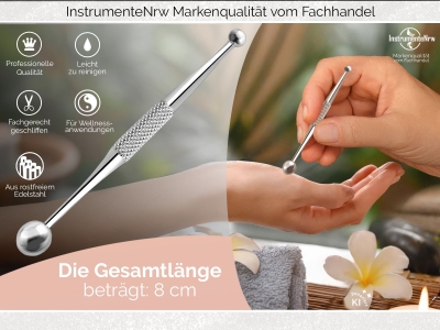 Akupunktur-Stift Mini Akupressur-Stift 3/7 mm Punktsucher Meridianstift Edelstahl Kugel Akupressurstift Akupunktur-Stab