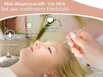 Kleiner Massage Stab Akupressurstifte 8 cm Massagestick Punktsucher SET 1/2 mm und 3/7 mm Stbchen Stab 8 cm mit Etui zur Aufbewahrung