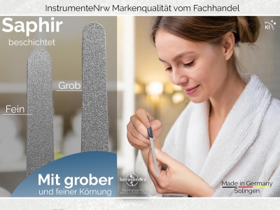 Profi Solingen Saphir Nagelfeile Feile 17,5 cm Fein Grob 2-Seitig Griff als Pusher Nagelhautschieber
