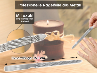 Nagelfeile Metall Doppelseitig 2 in 1  15,5 cm Fein Grob 2 Seitig fr Finger und Fungel Manikre und Pedikre fr Damen und Herren