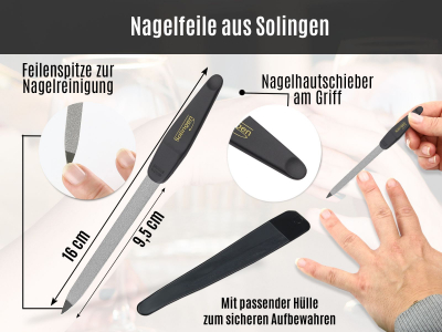 Nagelfeile aus Solingen 16 cm Saphirnagelfeile Fein/Grob