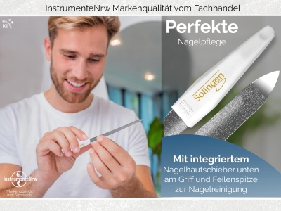 Nagelfeile Hohlfeile aus Solingen Manik�re Saphirnagelfeile Fein/Grob 20 cm