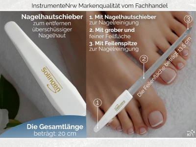 Nagelfeile Hohlfeile aus Solingen Manik�re Saphirnagelfeile Fein/Grob 20 cm