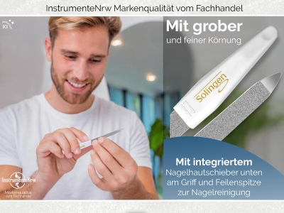 Profi Nagelfeilen 2er Set Hohlfeile aus Solingen 2-Seitig Fein/Grob 15 cm