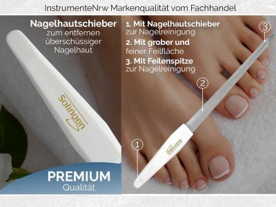 Nagelfeile Hohlfeile aus Solingen Manikre Saphirnagelfeile Made in Germany Fein/Grob Pedikre Feile Nagelpflege fr Hnde und Fe