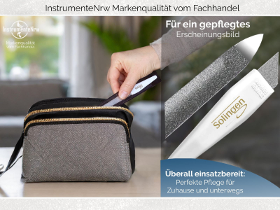 Nagelfeile Hohlfeile aus Solingen Manikre Saphirnagelfeile Made in Germany Fein/Grob Pedikre Feile Nagelpflege fr Hnde und Fe