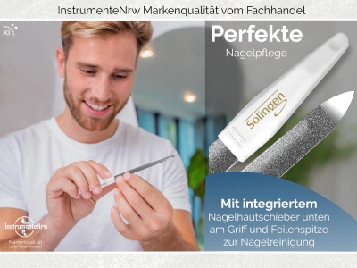 Nagelfeile Hohlfeile aus Solingen Manik�re Saphirnagelfeile Made in Germany Fein/Grob Pedik�re Feile Nagelpflege f�r H�nde und F��e