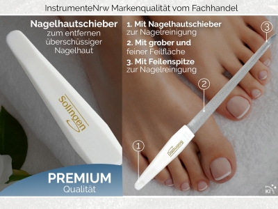 Nagelfeile Hohlfeile aus Solingen Manik�re Saphirnagelfeile Made in Germany Fein/Grob Pedik�re Feile Nagelpflege f�r H�nde und F��e