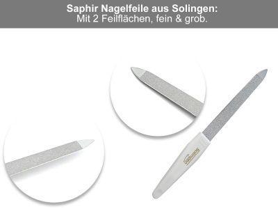 Echt-Leder Maniküre Etui mit Solingen Saphir Nagelfeile und Nagelschere Zupfpinzette Echt-Leder Maniküre Etui mit Solingen Saphir Nagelfeile und Nagelschere Zupfpinzette