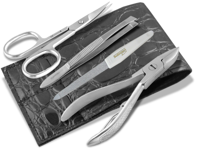 Manikre Etui Set Nagelschere Pinzette Nagelzange und Saphir Nagelfeile aus Solingen