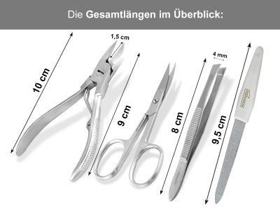 Manikre Etui Set Nagelschere Pinzette Nagelzange und Saphir Nagelfeile aus Solingen