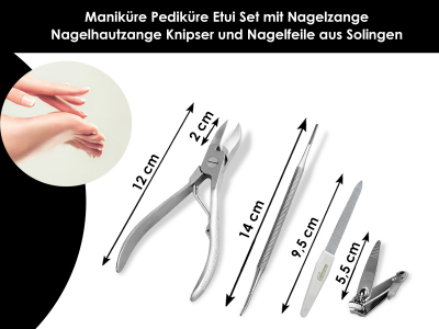 Maniküre Pediküre Etui Set mit Nagelzange Nagelhautzange Knipser und Nagelfeile aus Solingen Maniküre Pediküre Etui Set mit Nagelzange Nagelhautzange Knipser und Nagelfeile aus Solingen