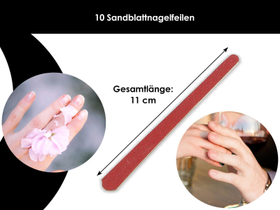 Sandblattnagelfeilen Nagelfeile 10 Stk, 2-Seitig, Fein und Grob