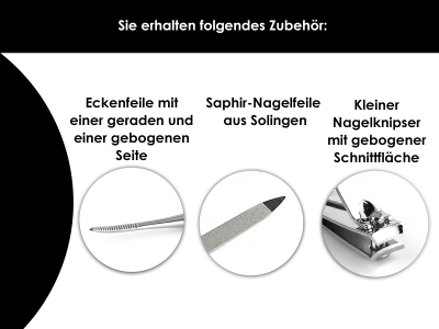 Manikre Pedikre Etui Set mit Nagelzange Nagelhautzange Knipser und Nagelfeile aus Solingen