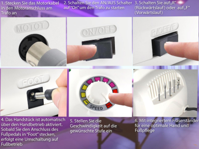 Fu�pflegeger�t Manik�re Pedik�re Set mit Schleifh�lsen + Fr�ser-Set