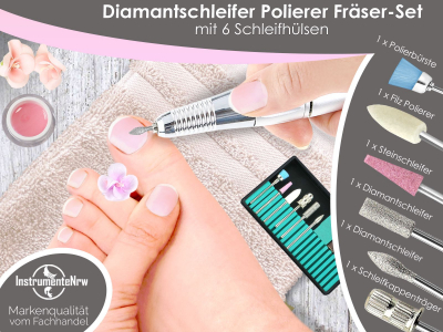 Diamantschleifer Polierer Frser-Set mit Hornhautentferner Schleifer in praktischer Aufbewahrungbox