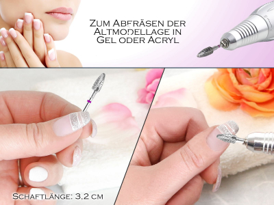 Frser Hartmetallfrser Schleifer Super Fein fr Gel und Acryl Ngel Hornhaut  Kreuz-/Querhiebverzahnung Manikre Pedikre Schleifaufsatz