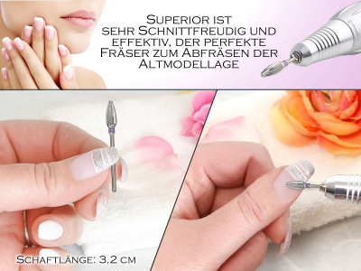 Hartmetall-Frser Aufsatz Nagelfrser Schleifer Bit Fein Querhieb Zahnung Zapfen Manikre Schleifkrper Nagelpflege Frserstift fr Acrylngel Gel Ngel