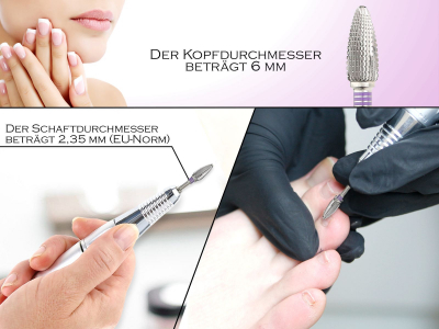 Hartmetall-Frser Aufsatz Nagelfrser Schleifer Bit Fein Querhieb Zahnung Zapfen Manikre Schleifkrper Nagelpflege Frserstift fr Acrylngel Gel Ngel