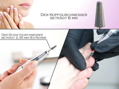 Frser Hartmetall Pedikre Manikre Nailart Schleifer Nagelfeile Fein Kreuzverzahnt Konus Nagelfrser Pedikre Aufsatz fr Arbeiten am Kunstnagel