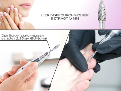 Frser Zapfenform Hartmetall Medium Kreuzverzahnt Hornhautentferner Pedikre Aufsatz Nailart Schleifer fr Acryl und Gelngel Manikre Bit fr elektrischen Schleifgerte und Fupflegegerte