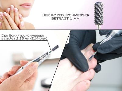 Frser Schleifer Bit Zylinder Hartmetall Mittlere Kreuzverzahnung Nagelfrser zum Abfrsen der Altmodellage in Gel oder Acryl Manikre Nagelfeile Pedikre Schleifkrper fr elektrische Schleifgerte