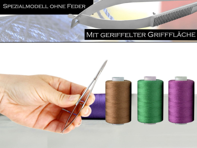 Kleine Fadenschere als Nahttrenner oder Stickschere mit Federmechanismus