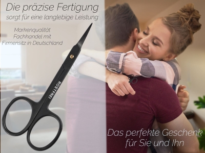 Nagelschere f�r Nagelhaut in Schwarz mit feiner Spitze aus Edelstahl und gebogener Schnittfl�che