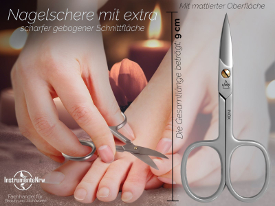 Nagelschere Manikre Schere mit Extra Scharfer gebogener Schnittflche Pedikre Nagelknipser zum przisen krzen von Finger- und Fungel 9 cm aus rostfreiem Edelstahl