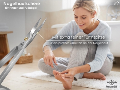 Nagelhautschere Hautschere mit extra feiner Spitze und gebogener Schnittfl�che 8,5 cm - Extra scharfe Nagelschere zum pr�zisen entfernen von Nagelhautresten aus rostfreiem Edelstahl