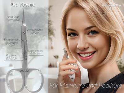 3er Set Manikre Schere Nagel-Hautschere 9 cm Gebogen Set Edelstahl