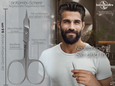 Profi Nagelscheren Set Nagelhautschere Hautschere Nagelschere Gebogen Kombi Set f�r Finger und Fu�n�gel - Qualit�t von InstrumenteNRW mit Sitz in Deutschland