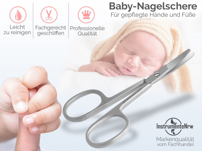 Babyschere Nagelschere mit abgerundeten stumpfen Enden aus rostfreiem Edelstahl bestens geeignet als Babynagelschere zum Sicheren krzen von Finger- und Fungel
