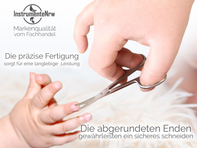 Babyschere Nagelschere mit abgerundeten stumpfen Enden aus rostfreiem Edelstahl bestens geeignet als Babynagelschere zum Sicheren krzen von Finger- und Fungel