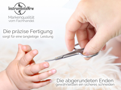 Babynagelschere Nagelschere Kinderschere Abgerundet Edelstahl Manikre Schere fr die Nagelpflege Babyschere mit abgerundeten stupfen Spitzen mit gebogener Schnittflche 9 cm Rostfrei