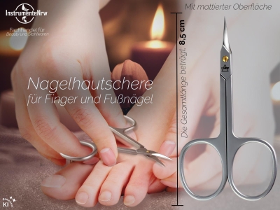 Feine Nagelhautschere Hautschere Kombischere mit extra feiner Spitze aus Edelstahl im Etui