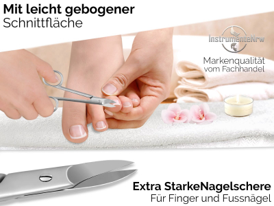 Extra starke Funagelschere fr Fungel 10,5 cm - Premium Nagelschere mit gebogener Schnittflche - Schere fr die Fupflege und Pedikre aus Edelstahl mit Etui