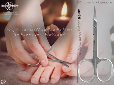 Nagelhautschere Hautschere 9,5 cm aus Rostfreim Edelstahl mit Etui