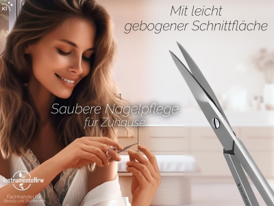 Nagelhautschere Hautschere 9,5 cm aus Rostfreim Edelstahl mit Etui