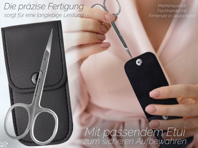 Nagelhautschere Hautschere 9,5 cm aus Rostfreim Edelstahl mit Etui